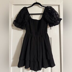 Elegant Black Puff Sleeve Romper